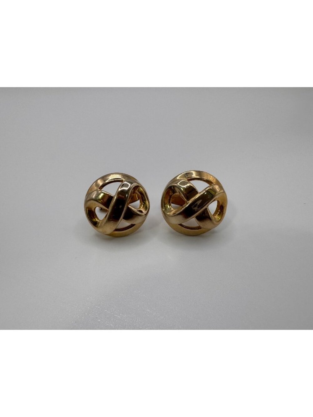 Foster Gold Tone Infinity Knot Cufflinks Vintage Signed Mid Century